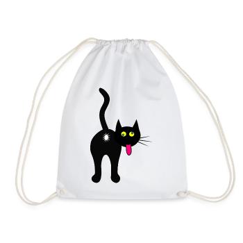 Chat par derrière, chat cool, chat noir - Sac de sport léger - blanc - Devant