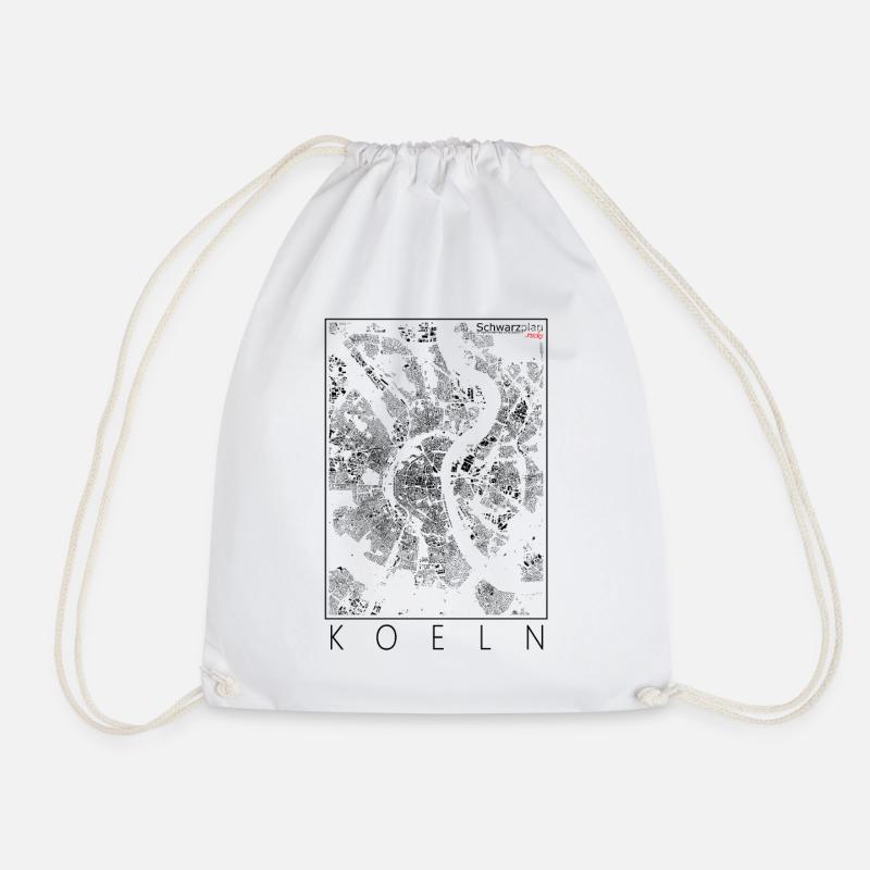 Black plan Cologne Figureground Diagram - Drawstring Bag - white