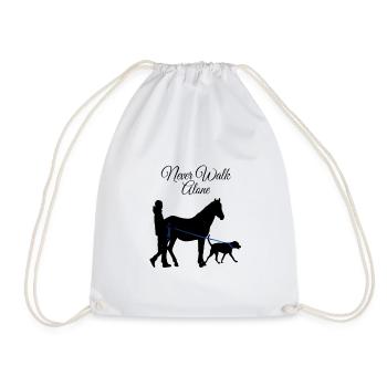 Never Walk Alone Dog Horse - Drawstring Bag - white - Front