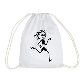 Runner girl or woman - Drawstring Bag - white - Front
