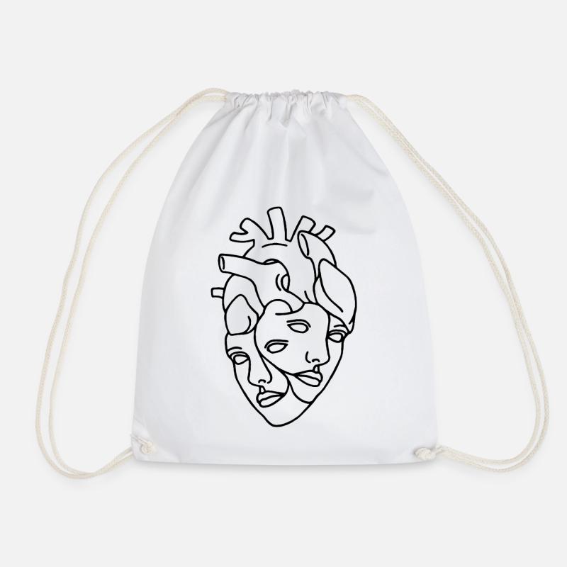 Heart - Drawstring Bag - white