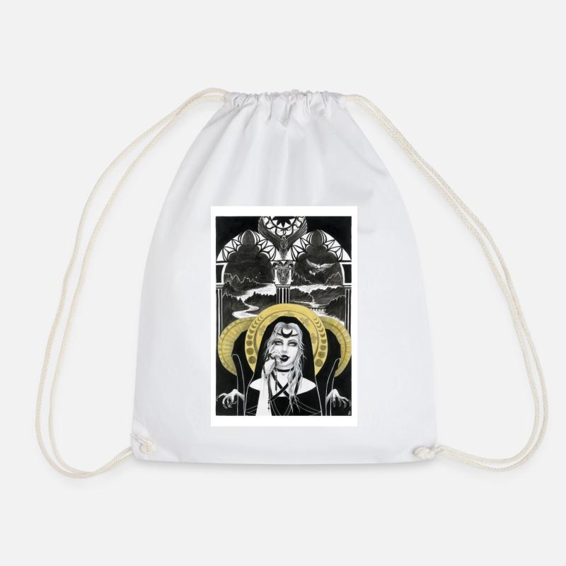 Triple Goddess of the Night - Drawstring Bag - white