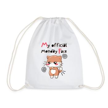 My Official Monday Face. White Version - Drawstring Bag - white - Front