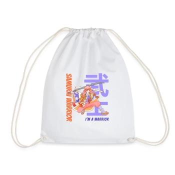 Samurai Warrior. Samurai Girl. White Version. - Drawstring Bag - white - Front