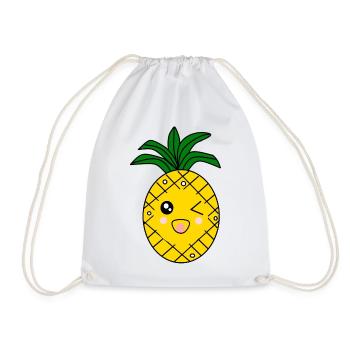 Pineapple Summer T-shirt - Drawstring Bag - white - Front