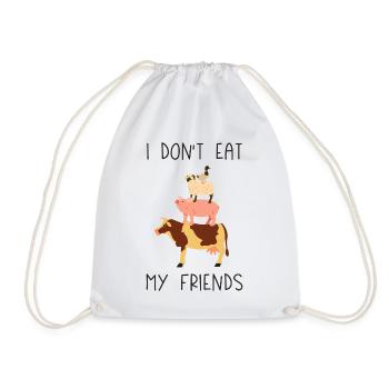 I Don't Eat My Friends - Drawstring Bag - white - Front