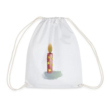 Hand Drawn Birthday Candle with Stars - Drawstring Bag - white - Front