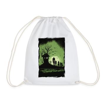 Zombie Illustration Minimalist Design - Drawstring Bag - white - Front
