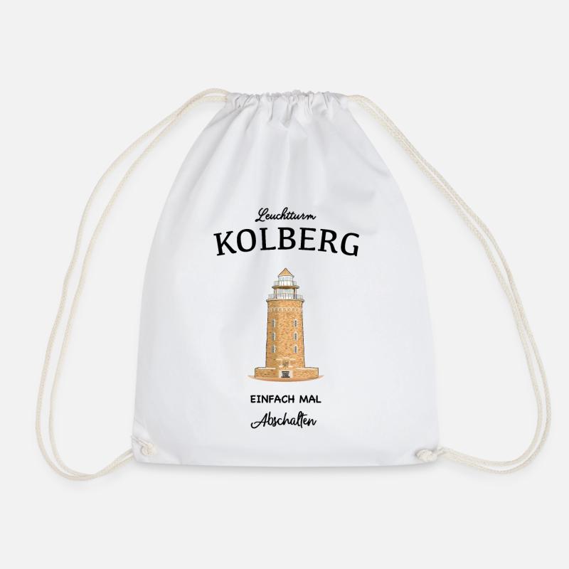 Leuchtturm Kolberg, Ostsee - Turnbeutel - Weiß