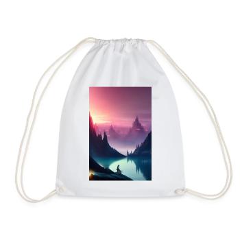 Landscape with lake and mountains - Drawstring Bag - white - Front