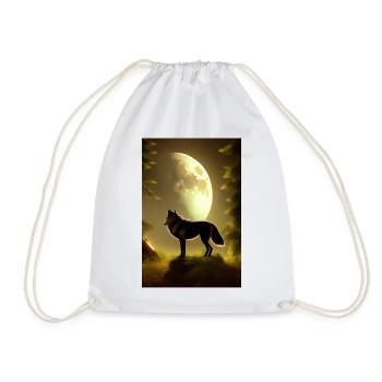 Wolf and Moon - Drawstring Bag - white - Front