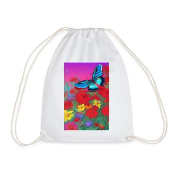 Flowers and butterfly - Drawstring Bag - white - Front
