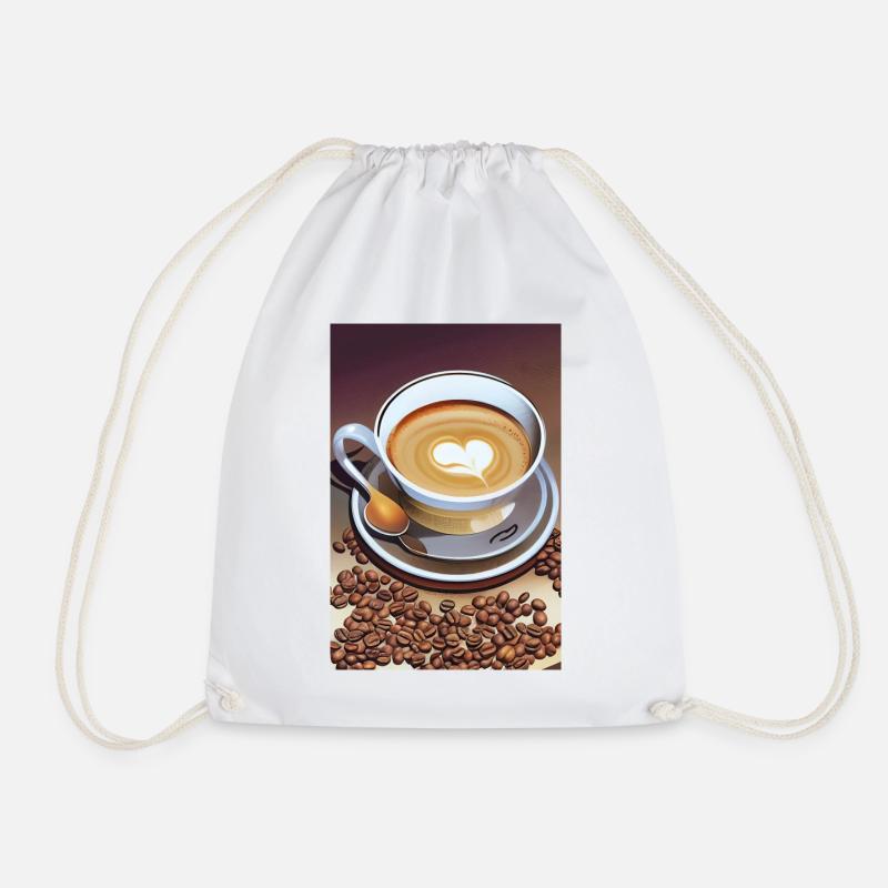 Kaffee, Kaffeebohnen - Turnbeutel - Weiß