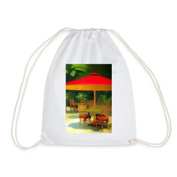 Outdoor Asian Cafe - Drawstring Bag - white - Front