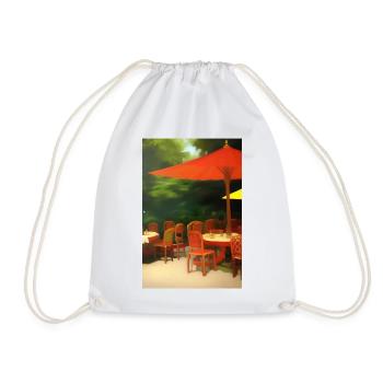 Outdoor Asian Cafe - Drawstring Bag - white - Front