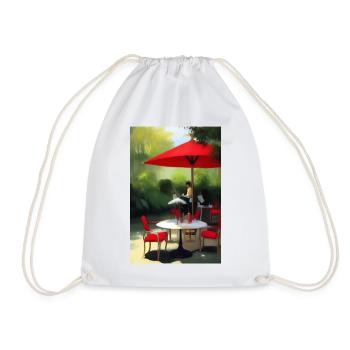 Outdoor Asian Cafe - Drawstring Bag - white - Front