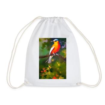 Oiseau sur branche avec des fleurs colorées - Sac de sport léger - blanc - Devant
