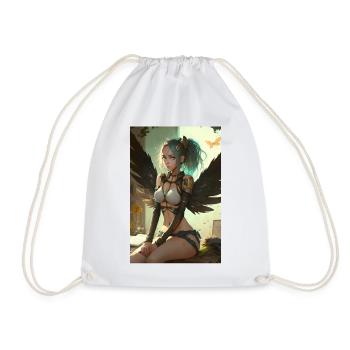 Divine Guardian - Gorgeous Anime Angel Girl Design - Drawstring Bag - white - Front