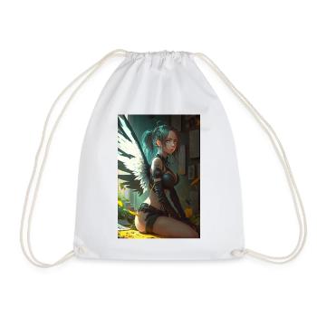 Divine Guardian - Gorgeous Anime Angel Girl Design - Drawstring Bag - white - Front