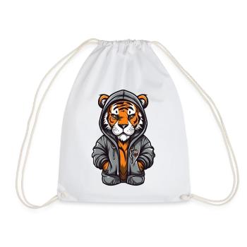 Tigre de la ville en sweat à capuche - Sac de sport léger - blanc - Devant