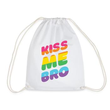 Pride Month LGBTQ - Kiss Me Bro - Drawstring Bag - white - Front
