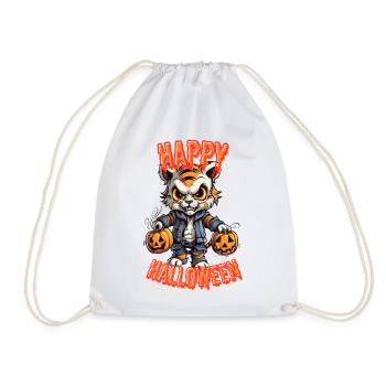 Tigre effrayant avec des citrouilles d’Halloween - Sac de sport léger - blanc - Devant