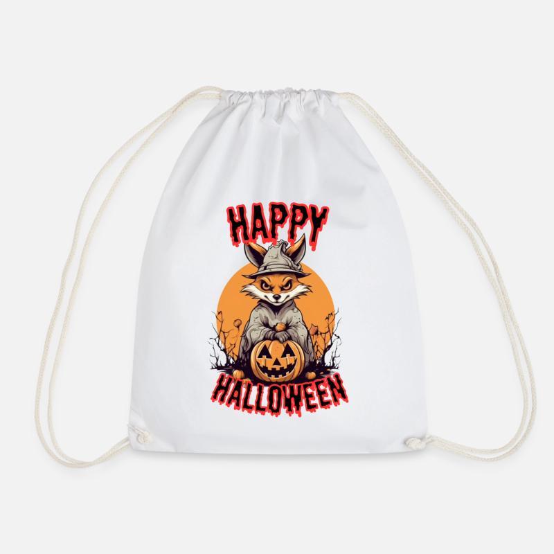 Cute Fox with Witch Costume Halloween - Drawstring Bag - white