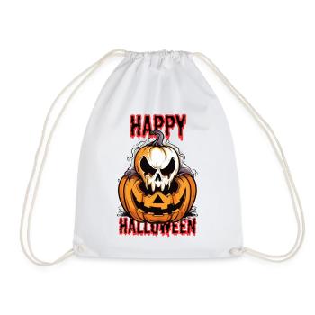Gruseliges Halloween Kürbis mit Schädel - Turnbeutel - Weiß - Vorne