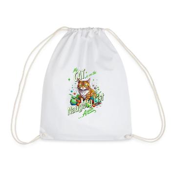 naughty cat Christmas - Drawstring Bag - white - Front