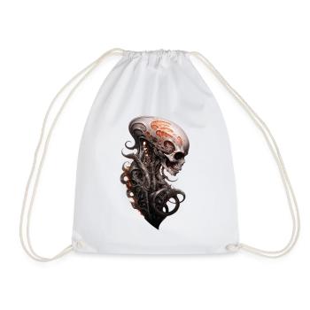 Alien Skull Spine Dark Fantasy Shirt - Drawstring Bag - white - Front