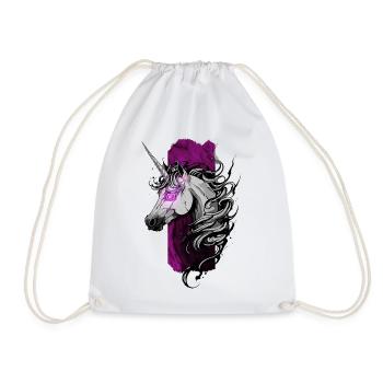 Enchanted Radiance: Unicorn with Pink Glowing - Drawstring Bag - white - Front