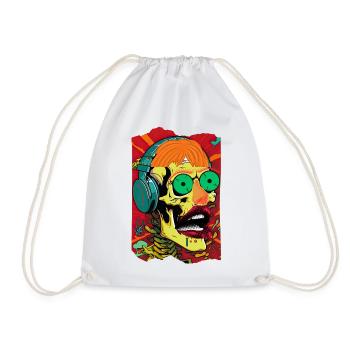 Music Skull Pop Art - Drawstring Bag - white - Front