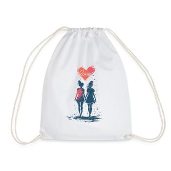 Women Love Heart Valentine's Day LGBTQ - Drawstring Bag - white - Front
