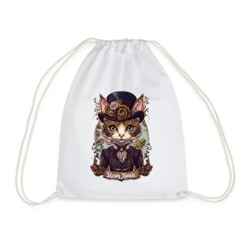 Viktorianische Steampunk Katze - Turnbeutel - Weiß - Vorne