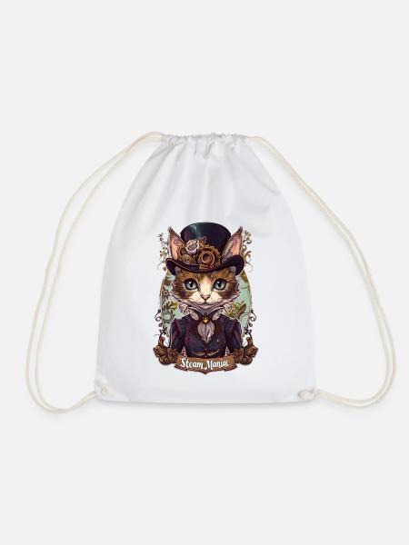 Viktorianische Steampunk Katze - Turnbeutel - Weiß