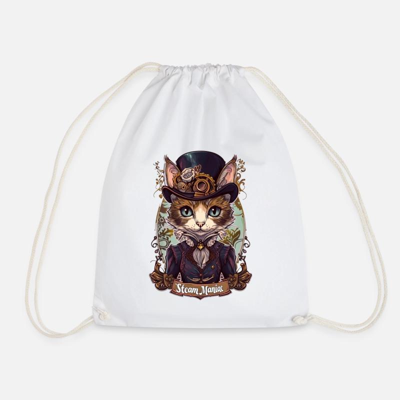 Viktorianische Steampunk Katze - Turnbeutel - Weiß