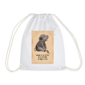Mouse helps elephant: Saying for more bravery - Drawstring Bag - white - Front