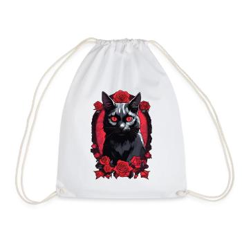 Gothic Schwarze Katze Porträt - Turnbeutel - Weiß - Vorne