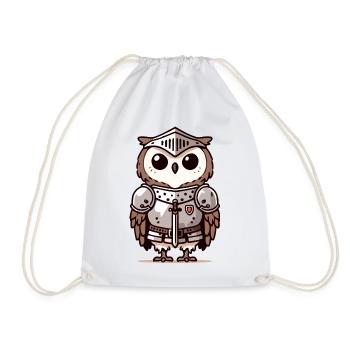 Knightly Owl: The Brave Bird of Honor - Drawstring Bag - white - Front