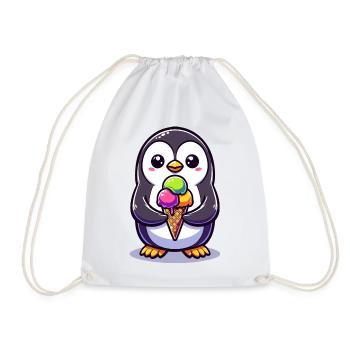 Adorable Penguin Colourful  - Drawstring Bag - white - Front