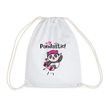 Pandastic Panda Skateboarding. - Drawstring Bag - white - Front