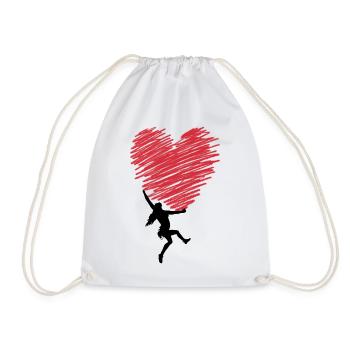 Red heart scribble in vintage look - Drawstring Bag - white - Front
