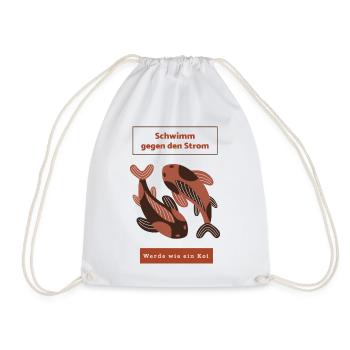 Swim against the current: Become like a koi - Drawstring Bag - white - Front
