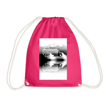 Black White Car Classic Car - Drawstring Bag - fuchsia - Front