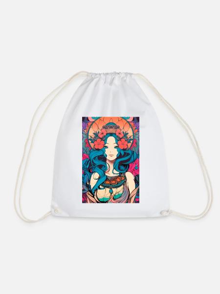 Jugendstil Madonna – Psychedelic Art Nouveau Flora - Turnbeutel - Weiß