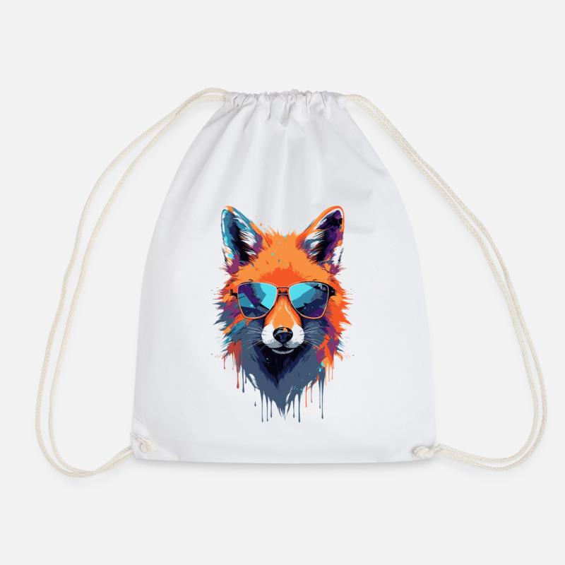 Bunter Fuchs mit Sonnenbrille - Turnbeutel - Weiß