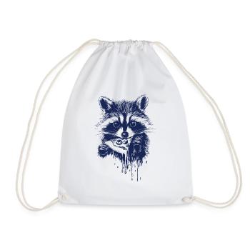 raton laveur mignon mangeant de la pizza - Sac de sport léger - blanc - Devant