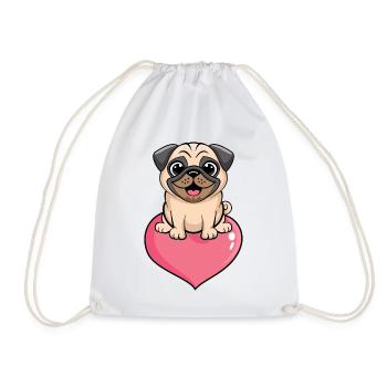 Mops - Turnbeutel - Weiß - Vorne