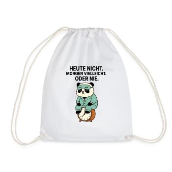 Panda in pajamas on alarm clock - Drawstring Bag - white - Front