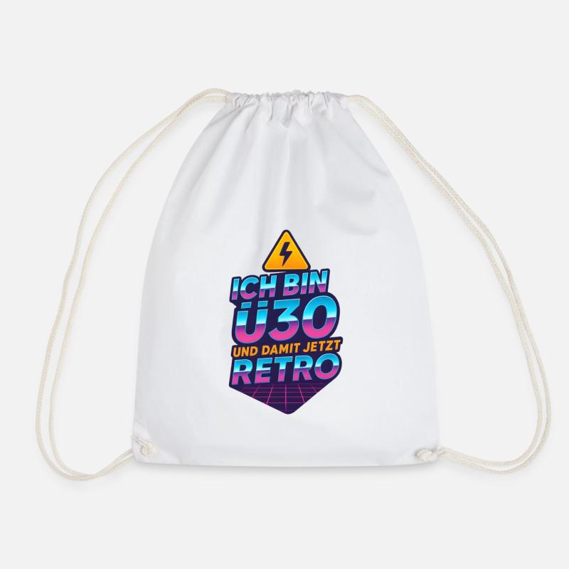Ich bin Ü30 und damit jetzt Retro – 80s Fun Design - Turnbeutel - Weiß